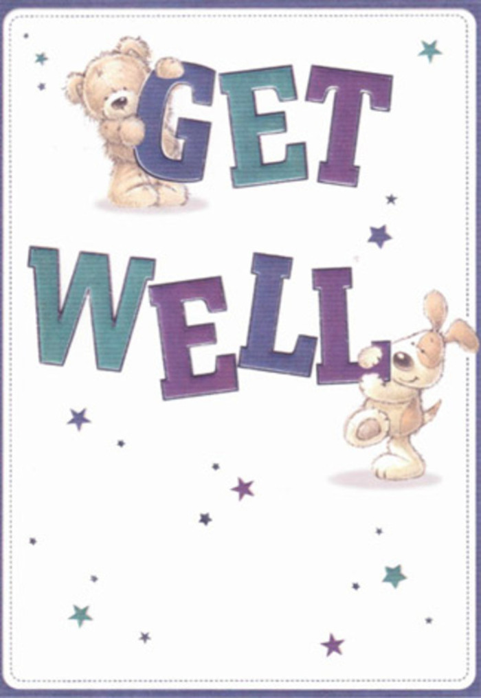 Brimming with gentle cheer, this get well card is a celebration of heartfelt care, perfect for sharing across Surbiton's welcoming streets. A sweetly illustrated bear and an exuberant puppy are surrounded by whimsical stars that seem to carry bubbles of hope throughout the design-each one a gentle wish scattered like wildflowers in Fishponds Park. The typography boasts big, confident letters shaded in effervescent purples and aquas, grounding the layout with assurance much like a robust bouquet standing tall in the window of a local flower shop. The soft, almost-touchable fur of the bear and the velvety-textured ears of the playful pup add a layer of comfort that calls to mind the inviting quality of a hand-crafted gift. The card could easily be envisioned accompanying a fresh posy prepared by Flowers Surbiton, each element chosen to inspire optimism and care. Its light, airy mood and expressive textures make it an uplifting gesture, well-suited to lift the spirits of loved ones of any age throughout Surbiton and beyond.
