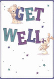 This cheerful get well card, designed with Surbiton's bright spirit in mind, radiates kindness and playful energy. It features an inviting pair: a cuddly teddy and a floppy-eared puppy who seem to spring forward to deliver a heartfelt message, their arms and paws joyfully bracing bold 'Get Well' letters rendered in vibrant indigo and teal. These spirited colours stand out against a luminous cream backdrop, much like the lively bouquets waiting for delivery on St. Andrew's Road. Dotted stars in shades of blue and purple add a dreamy, whimsical touch, evoking gentle hope and positivity. With visible texture in their flattering fur, the bear and puppy nearly leap off the card, exuding the comforting embrace one comes to expect from Flowers Surbiton. This design delivers not just a caring message but a dose of hearty encouragement-ideal for sending a wave of comfort and healing support to someone's recovery journey in Surbiton.